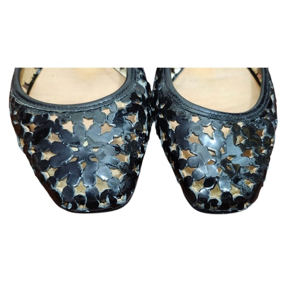 Jimmy Choo Laser Cut Pointed Toe Flats Black Patent Leather Shoes Size 36.5 - Picture 3 of 12